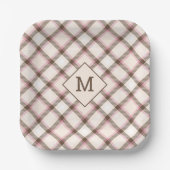Benutzerdefiniertes Monogramm Kariert / Tartan Mus Pappteller (Vorderseite)