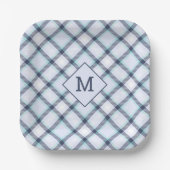 Benutzerdefiniertes Monogramm Kariert / Tartan Mus Pappteller (Vorderseite)