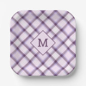 Benutzerdefiniertes Monogramm Kariert / Tartan Mus Pappteller (Vorderseite)