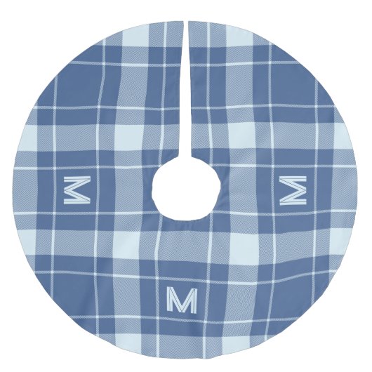 Benutzerdefiniertes Monogramm Kariert / Tartan Mus Polyester Weihnachtsbaumdecke (Vorderseite)