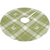Benutzerdefiniertes Monogramm Kariert / Tartan Mus Polyester Weihnachtsbaumdecke (Schrägansicht)