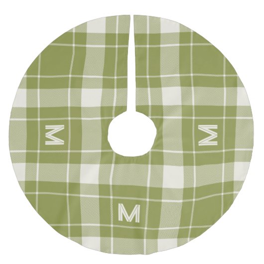 Benutzerdefiniertes Monogramm Kariert / Tartan Mus Polyester Weihnachtsbaumdecke (Vorderseite)