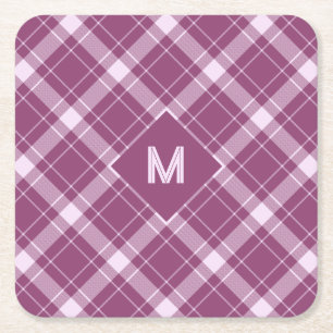 Benutzerdefiniertes Monogramm Kariert / Tartan Mus Rechteckiger Pappuntersetzer