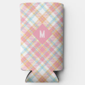 Benutzerdefiniertes Monogramm Kariert / Tartan Mus Selters Dosenkühler (Vorderseite)