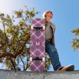 Benutzerdefiniertes Monogramm Kariert / Tartan Mus Skateboard