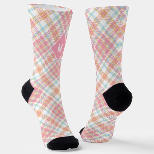 Benutzerdefiniertes Monogramm Kariert / Tartan Mus Socken (Gewinkelt)