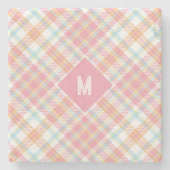 Benutzerdefiniertes Monogramm Kariert / Tartan Mus Steinuntersetzer (Vorderseite)