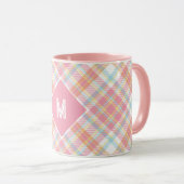 Benutzerdefiniertes Monogramm Kariert / Tartan Mus Tasse (VorderseiteRechts)