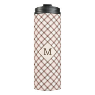 Benutzerdefiniertes Monogramm Kariert / Tartan Mus Thermosbecher