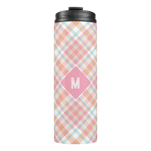 Benutzerdefiniertes Monogramm Kariert / Tartan Mus Thermosbecher (Vorderseite)
