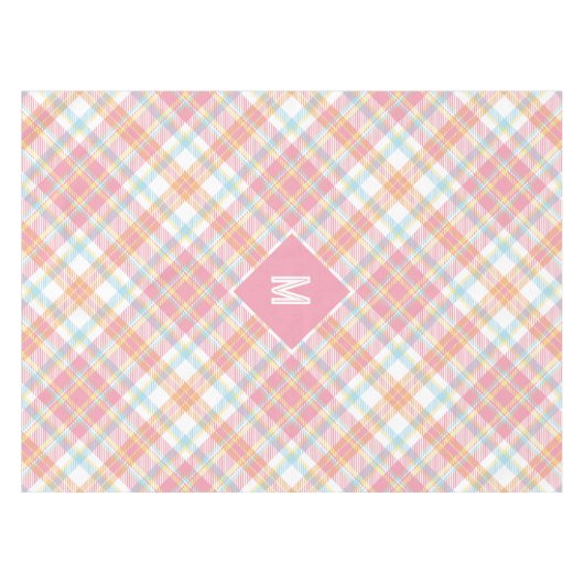 Benutzerdefiniertes Monogramm Kariert / Tartan Mus Tischdecke (Vorderseite (Horizontal))