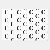 Benutzerdefiniertes Monogramm Letter Schwarz-weiß  Geschenkpapier Set (Vorderseite 3)