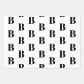 Benutzerdefiniertes Monogramm Letter Schwarz-weiß  Geschenkpapier Set (Vorderseite 2)