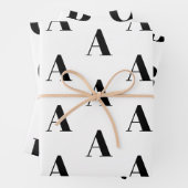 Benutzerdefiniertes Monogramm Letter Schwarz-weiß  Geschenkpapier Set (Beispiel)