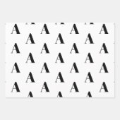 Benutzerdefiniertes Monogramm Letter Schwarz-weiß  Geschenkpapier Set (Vorderseite)