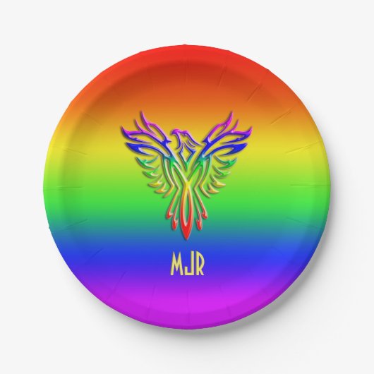 Benutzerdefiniertes Monogramm, LGBT-Regenbogenprid Pappteller (Vorderseite)