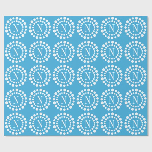 Benutzerdefiniertes Monogramm-Light Blue-Wrapper Geschenkpapier (Flach)