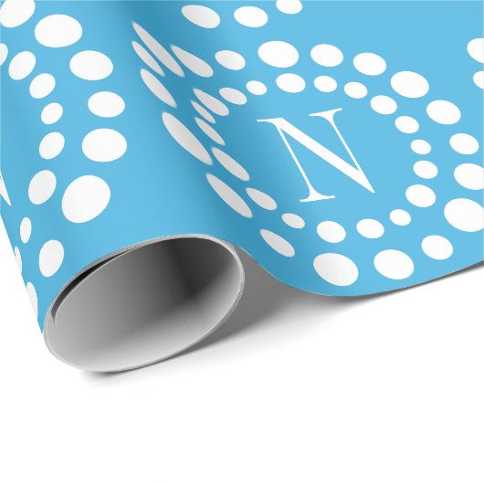 Benutzerdefiniertes Monogramm-Light Blue-Wrapper Geschenkpapier (Rolleneckpunkt)