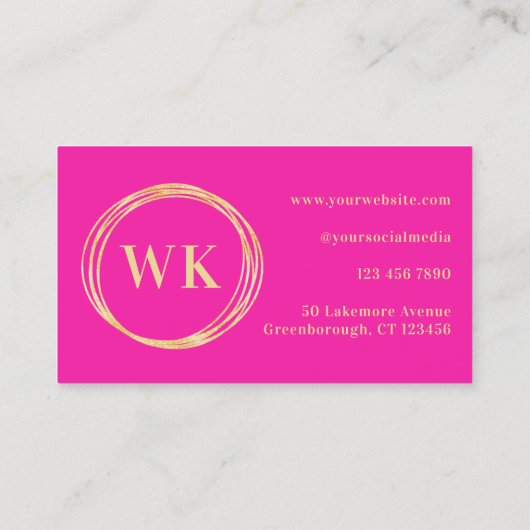 Benutzerdefiniertes Monogramm Logo Rosa Gold Visitenkarte (Rückseite)