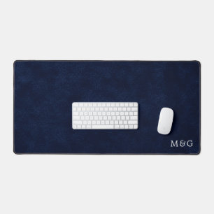 Benutzerdefiniertes Monogramm Luxus-Navy-Velvet-Lo Schreibtischunterlage