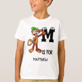 Benutzerdefiniertes Monogramm M für Affen niedlich T-Shirt (Vorderseite)