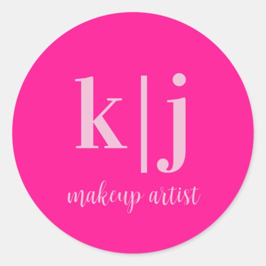 Benutzerdefiniertes Monogramm-Makeup-Artist-Geschä Runder Aufkleber (Vorderseite)