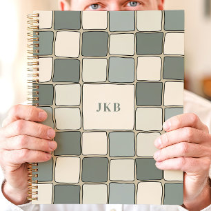 Benutzerdefiniertes Monogramm mit blauem Beige-Prü Planer