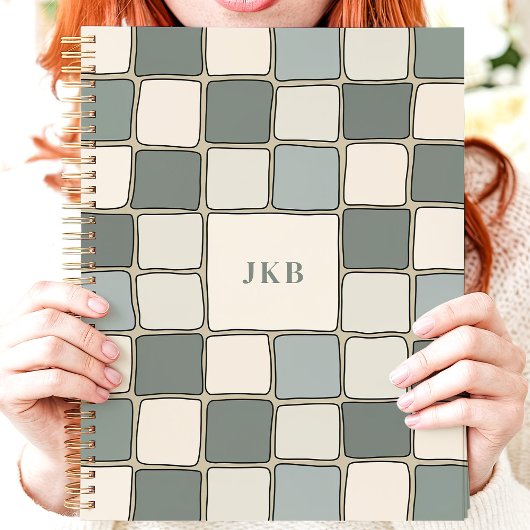 Benutzerdefiniertes Monogramm mit blauem Beige-Prü Planer