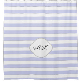 Benutzerdefiniertes Monogramm mit blauen Streifen  Duschvorhang