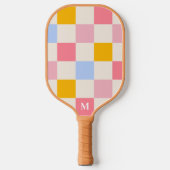 Benutzerdefiniertes Monogramm mit farbigem Quadrat Pickleball Schläger (Vorderseite)