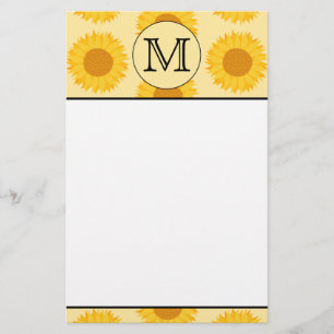 Benutzerdefiniertes Monogramm mit gelben Sonnenblu Briefpapier