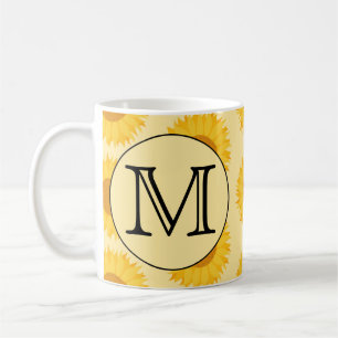 Benutzerdefiniertes Monogramm mit gelben Sonnenblu Kaffeetasse