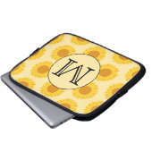 Benutzerdefiniertes Monogramm mit gelben Sonnenblu Laptopschutzhülle (Vorne Knopf)