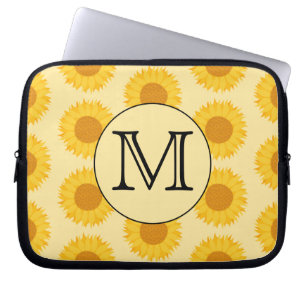 Benutzerdefiniertes Monogramm mit gelben Sonnenblu Laptopschutzhülle