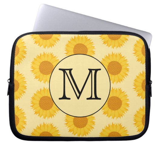 Benutzerdefiniertes Monogramm mit gelben Sonnenblu Laptopschutzhülle (Vorderseite)