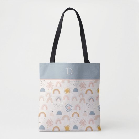 Benutzerdefiniertes Monogramm mit Pastelregenbogen Tasche (Vorderseite)