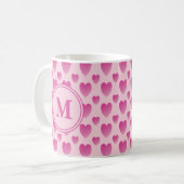 Benutzerdefiniertes Monogramm mit rosa Herz Kaffeetasse (Vorderseite Links)