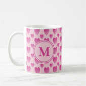 Benutzerdefiniertes Monogramm mit rosa Herz Kaffeetasse (Links)