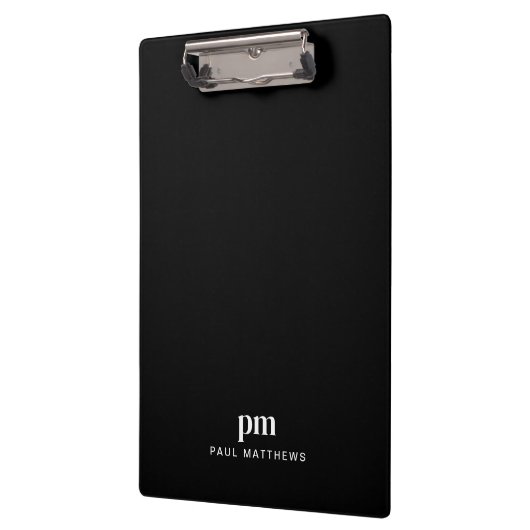 Benutzerdefiniertes Monogramm mit schwarzem Sleek Klemmbrett (Links)