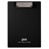 Benutzerdefiniertes Monogramm mit schwarzem Sleek Klemmbrett (Vorderseite)