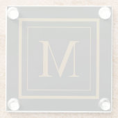 Benutzerdefiniertes Monogramm mit schwarzem und go Glasuntersetzer (Rückseite)