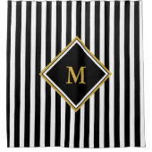 Benutzerdefiniertes Monogramm mit schwarzen und we Duschvorhang (Vorderseite)