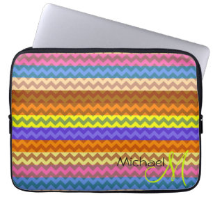 Benutzerdefiniertes Monogramm Modern Chevron Zickz Laptopschutzhülle
