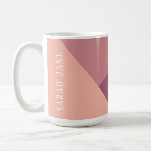 Benutzerdefiniertes Monogramm, moderne rosa dreifa Kaffeetasse (Links)