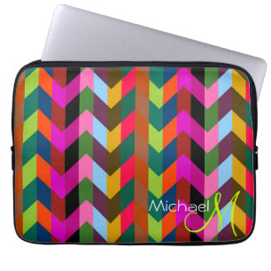 Benutzerdefiniertes Monogramm Modernes Chevron-Zic Laptopschutzhülle