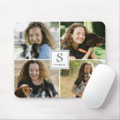 Benutzerdefiniertes Monogramm & Name 4 Foto-Collag Mousepad (Mit Mouse)