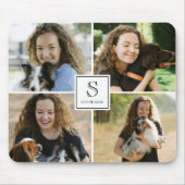 Benutzerdefiniertes Monogramm & Name 4 Foto-Collag Mousepad (Vorne)