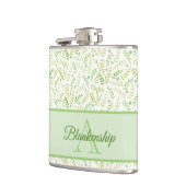 Benutzerdefiniertes Monogramm Name Art Fern Leaf M Flachmann (Links)