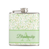 Benutzerdefiniertes Monogramm Name Art Fern Leaf M Flachmann (Vorderseite)