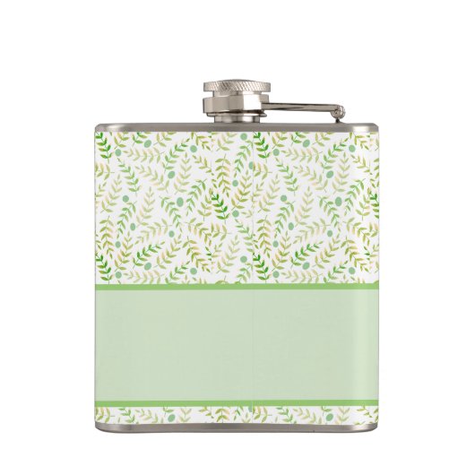 Benutzerdefiniertes Monogramm Name Art Fern Leaf M Flachmann (Rückseite)